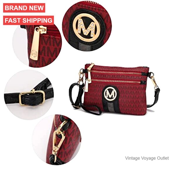 Small Vegan Leather Crossbody Bag with Adjustable Strap, 4-in-1 Convertible - Picture 6 of 7